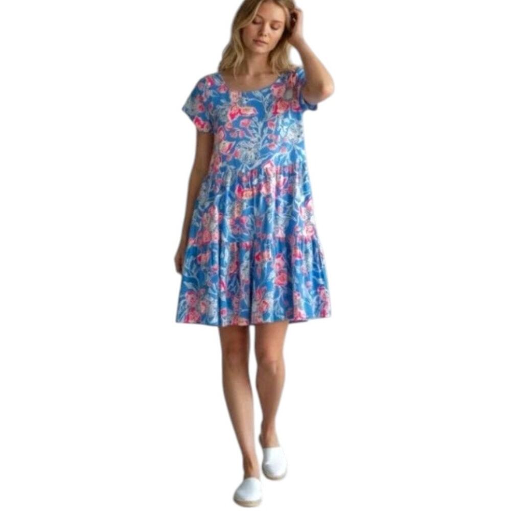 Lilly Pulitzer Geanna Short Sleeve Dress Multi Bohemian Rhapsody Print Sz Small